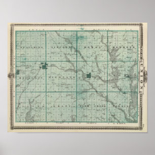 Affiche Carte du comté de Union, état de l'Iowa