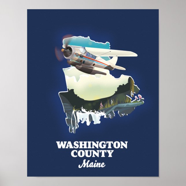 Affiche carte du comté de Washington Maine (Devant)