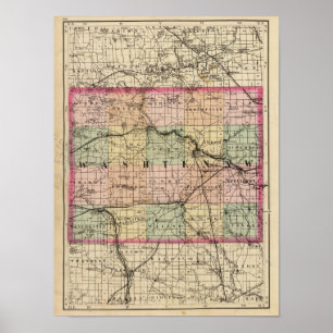 Affiche Carte du comté de Washtenaw, Michigan