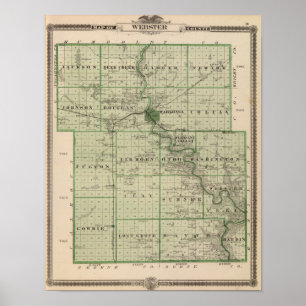 Affiche Carte du comté de Webster, État de l'Iowa