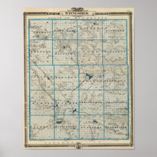 Affiche Carte du comté de Winneshiek, État de l'Iowa
