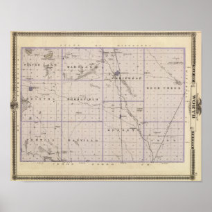 Affiche Carte du comté de Worth, État de l'Iowa