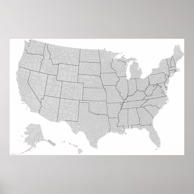 Affiche Carte du comté des États-Unis (Devant)