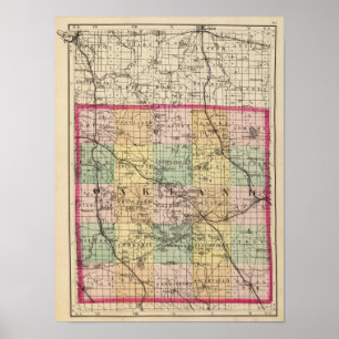 Affiche Carte du comté d'Oakland, Michigan