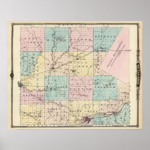 Affiche Carte du comté d'Outagamie, état du Wisconsin