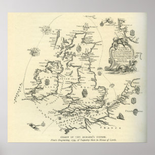 Affiche Carte du cours de l'Armada espagnole