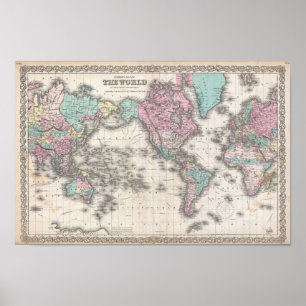 Affiche Carte du cru 1855 du monde