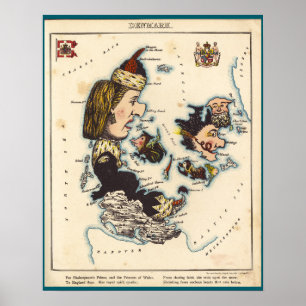 Affiche Carte du Danemark (1868)