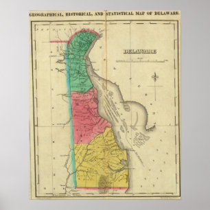 Affiche Carte Du Delaware