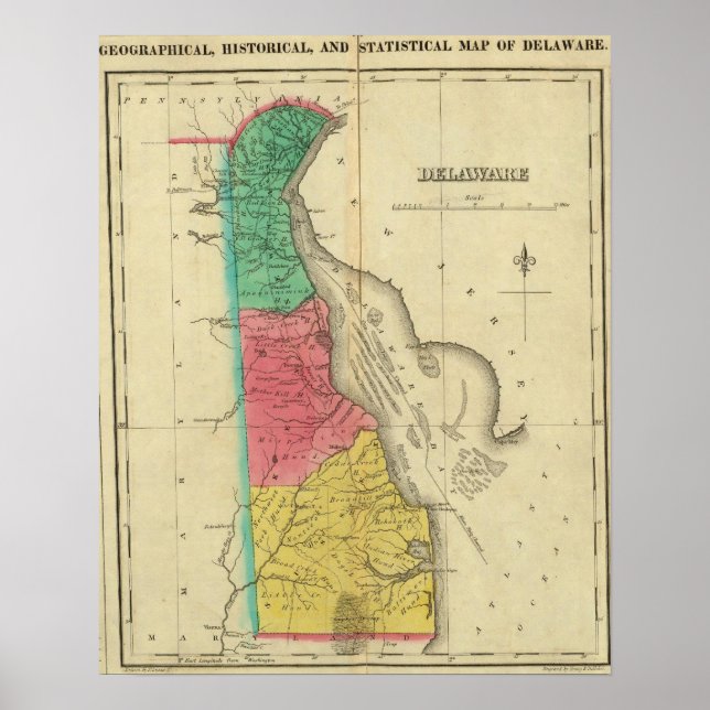 Affiche Carte Du Delaware (Devant)