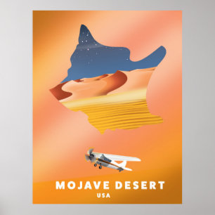 Affiche Carte du désert de Mojave États-Unis
