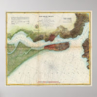 Carte du détroit vintage de Mare Island et de Vall