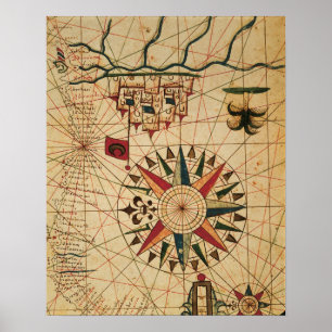 Affiche Carte du diagramme de Portolan du Caire, Egypte