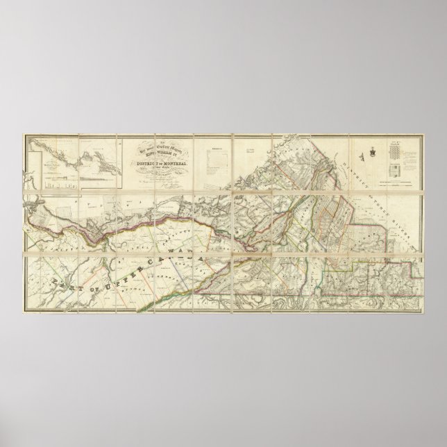 Affiche Carte du district de Montréal, Bas-Canada (Devant)