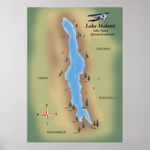 Affiche Carte du district du lac Thirlmere Reservoir