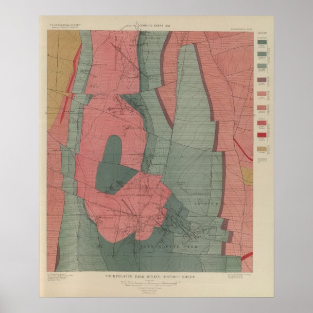 Affiche Carte du district minier du parc Tourtelotte (Devant)