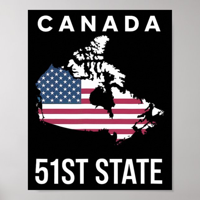 Affiche Carte du drapeau américain Canada 51e État  (Devant)