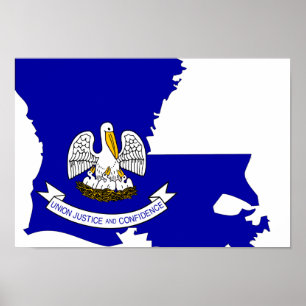 Affiche Carte du drapeau de la Louisiane