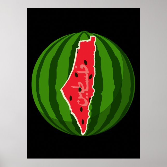 Affiche Carte du drapeau de la pastèque palestinienne. Pal (Devant)