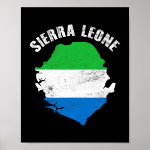 Affiche Carte du drapeau de la Sierra Leone vintage Hommes