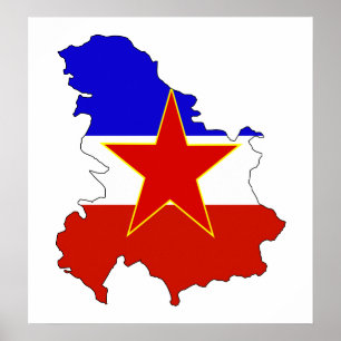 Affiche Carte du drapeau de la Yougoslavie grandeur nature