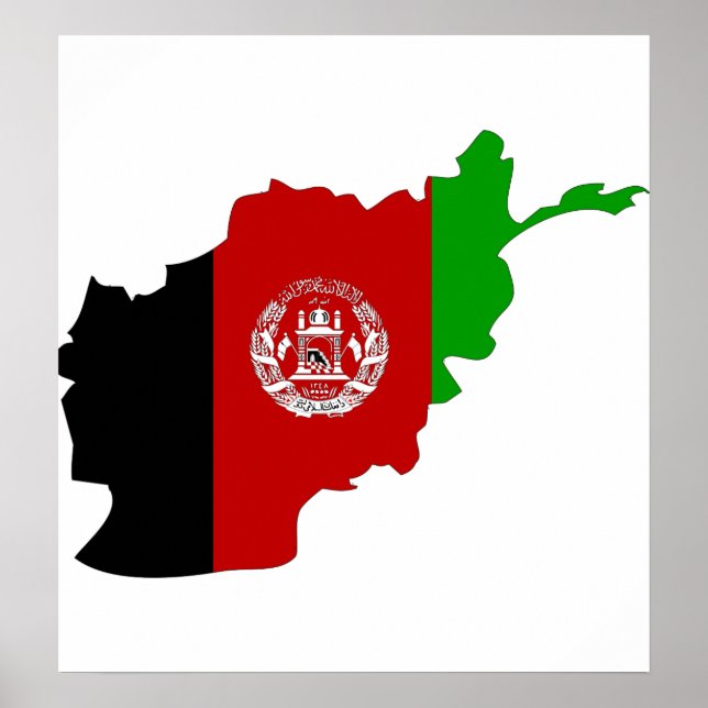 Affiche Carte du drapeau de l'Afghanistan pleine taille (Devant)