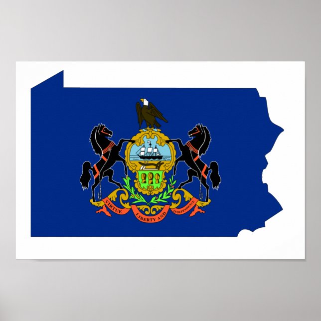 Affiche Carte du drapeau de Pennsylvanie (Devant)