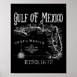 Affiche Carte Du Drapeau Du Golfe Des États-Unis D'Amériqu