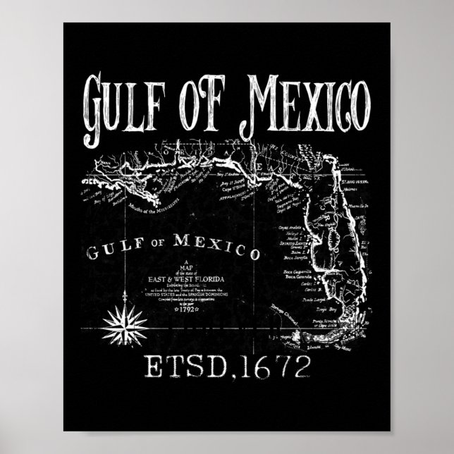 Affiche Carte Du Drapeau Du Golfe Des États-Unis D'Amériqu (Devant)