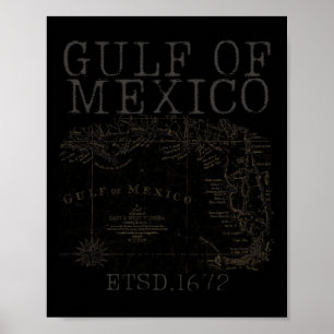 Affiche Carte Du Drapeau Du Golfe Des États-Unis D'Amériqu