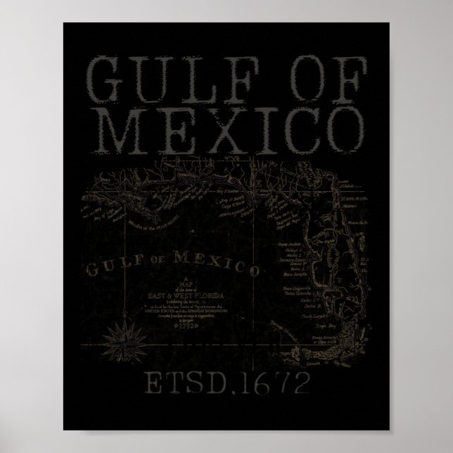 Affiche Carte Du Drapeau Du Golfe Des États-Unis D'Amériqu (Devant)