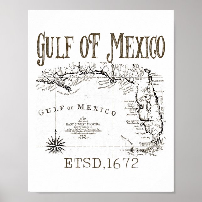 Affiche Carte Du Drapeau Du Golfe Des États-Unis D'Amériqu (Devant)