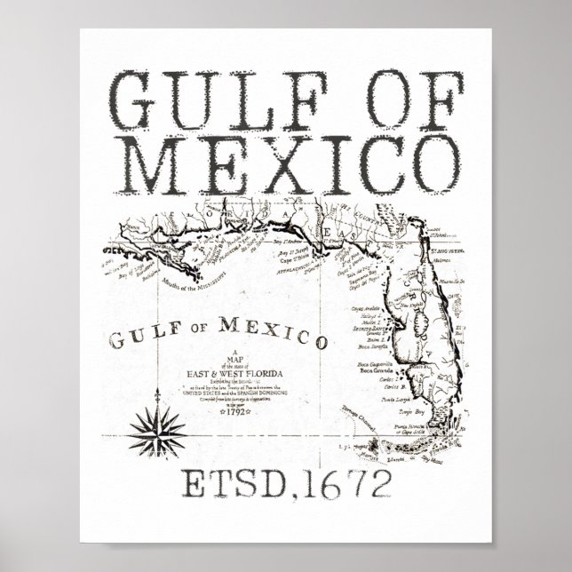 Affiche Carte Du Drapeau Du Golfe Des États-Unis D'Amériqu (Devant)