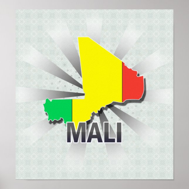 Affiche Carte du drapeau du Mali 2.0 (Devant)
