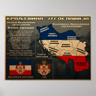 Affiche Carte du drapeau du Royaume de Yougoslavie