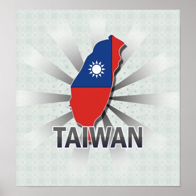 Affiche Carte du drapeau taïwanais 2.0 (Devant)