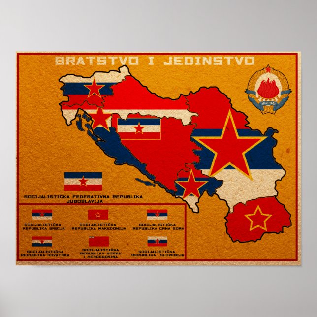 Affiche Carte du drapeau yougoslave (Devant)
