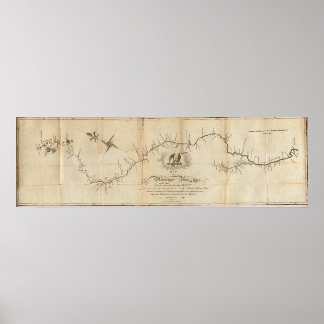 Affiche Carte du fleuve Mississippi (Devant)