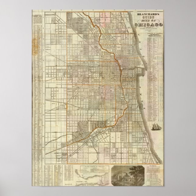 Affiche Carte du guide Blanchard de Chicago (Devant)