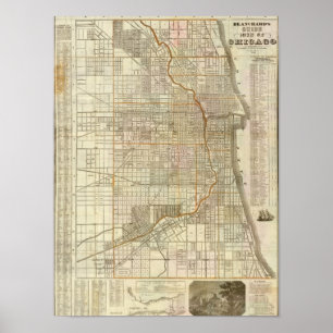 Affiche Carte du guide de Blanchard de Chicago