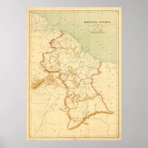 Affiche Carte du Guyana Vintage (1908)