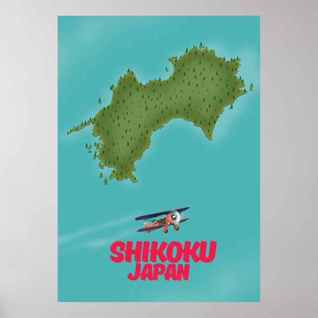 Affiche carte du Japon Shikoku (Devant)
