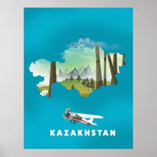 Affiche Carte du Kazakhstan