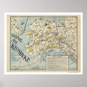Affiche Carte du Klondyke d'un jeu de société 1897