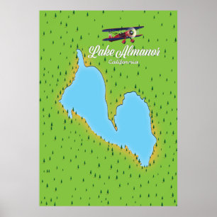 Affiche Carte du lac Almanor Californie États-Unis