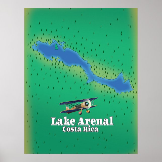 Affiche Carte du lac Arenal, Costa Rica (Devant)