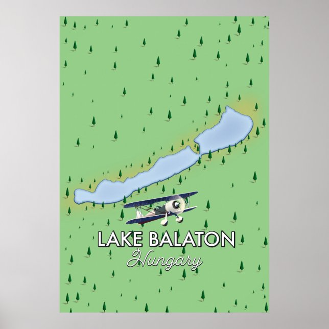Affiche Carte du lac Balaton en Hongrie (Devant)