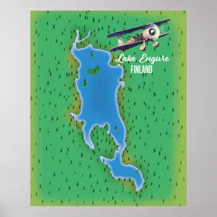 Affiche Carte du lac Engure Finlande