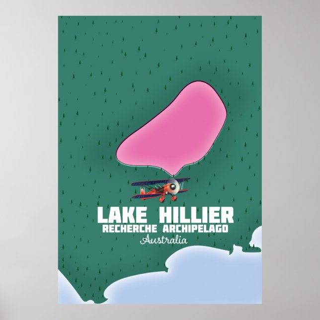 Affiche Carte du lac Hillier en Australie. (Devant)