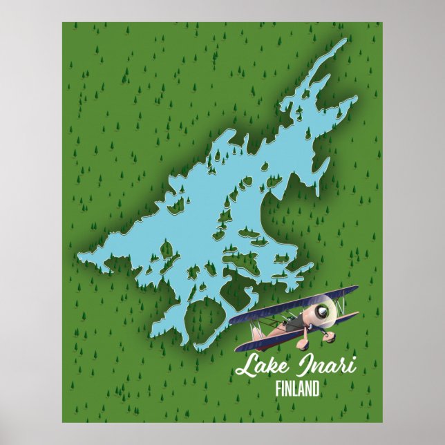 Affiche Carte du lac Inari Finlande (Devant)